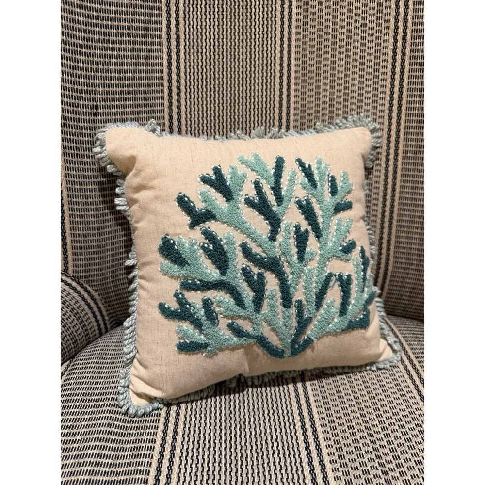 New Elite‎ Home Decor Pillow Heavy Embroidered Coastal 12